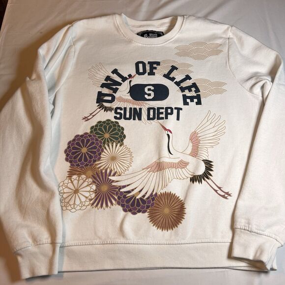 Blind Rooster  White Crewneck Sweatshirt Tokyo Japan Size Large - Picture 1 of 5